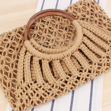 Load image into Gallery viewer, Hand-knitted Hollow Handbag Round Wooden