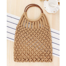 Load image into Gallery viewer, Hand-knitted Hollow Handbag Round Wooden