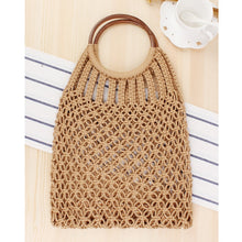 Load image into Gallery viewer, Hand-knitted Hollow Handbag Round Wooden