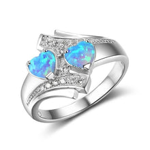 Load image into Gallery viewer, Moonstone Blue Heart Fire Opal Ring