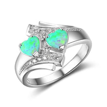 Load image into Gallery viewer, Moonstone Blue Heart Fire Opal Ring
